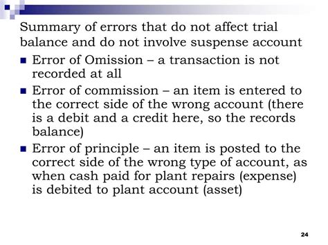 explain four types of errors that do not affect the trial balance