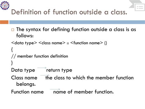 explain function outside class definition with syntax and example