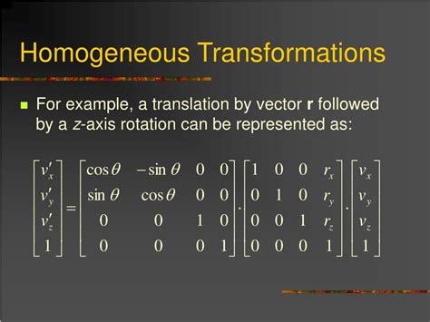 explain homogeneous transformation matrix