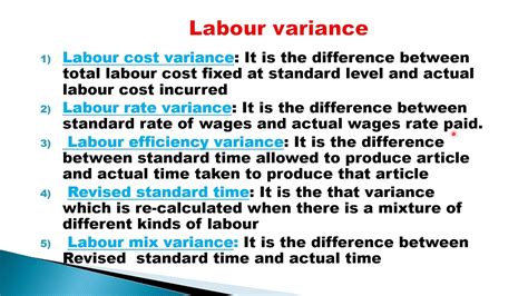 explain material variance and labour variance