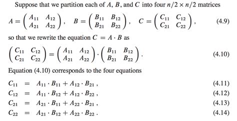 explain matrix multiplication example of divide and conquer