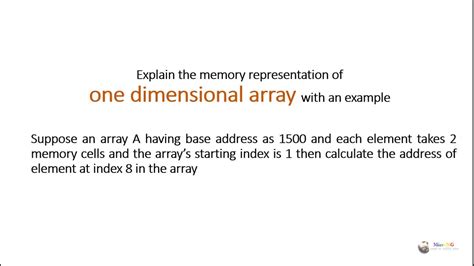 explain memory representation of one dimensional array in data structure
