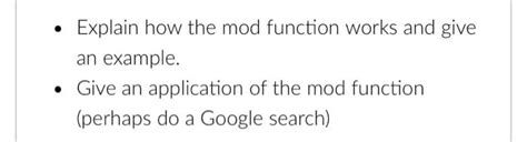 explain mod function