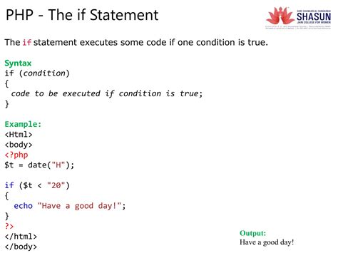 explain php conditional statements with proper example