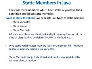 explain static members in java with example