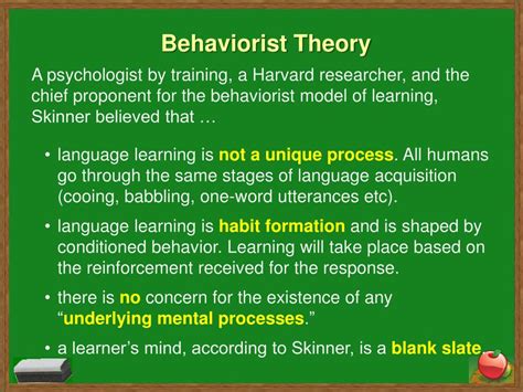 explain the behaviorist theory of language acquisition
