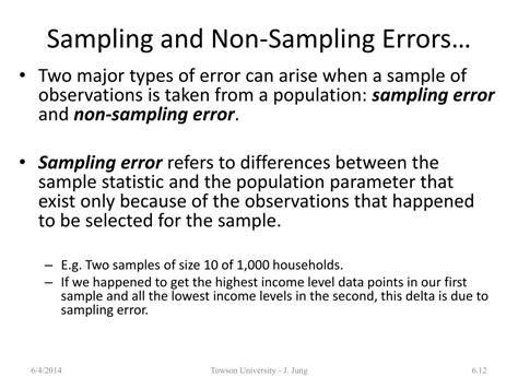 explain the difference between sampling error and non sampling error
