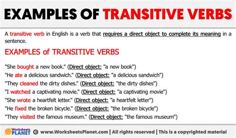 explain transitive verb with examples