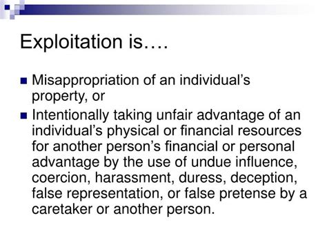 exploitation meaning in english