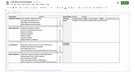 exploratory testing session sheet template
