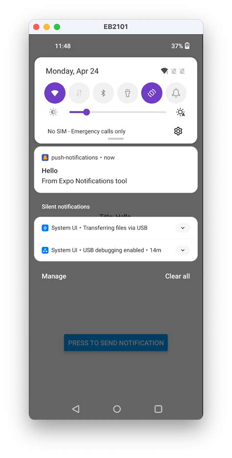 expo push notifications not working android