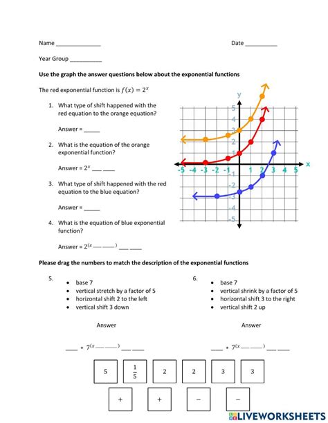 Exponential Graphs Worksheet Math 3