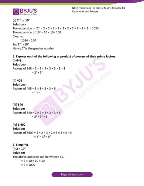 exponents and powers class 7 exercise 13.1 solutions