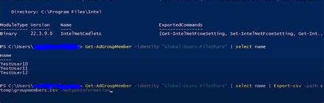 export ad user group membership to csv powershell