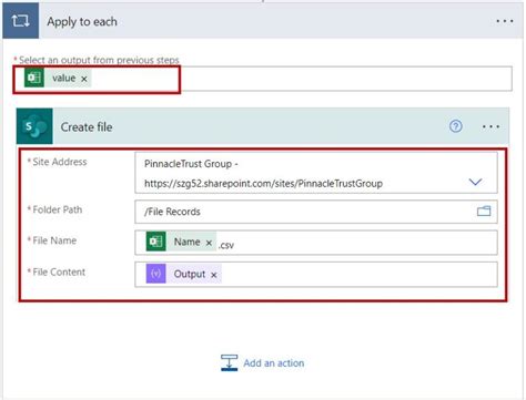 export csv table to excel power automate