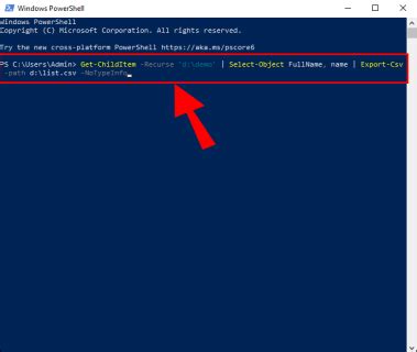 export folder list to excel powershell