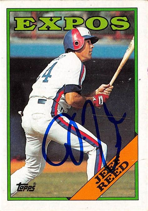 expos jeff reed baseball card autograph