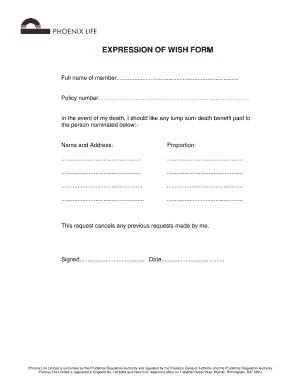 expression of wishes form template