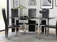 Enna Black Glass Extending Dining Table and 6 Milan Chairs Furniturebox