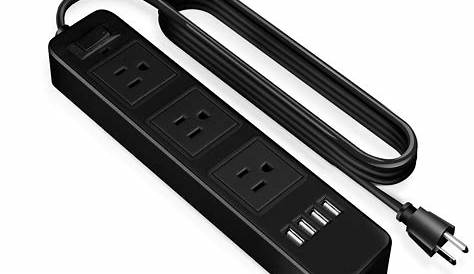 Extension Cord With Usb Charger Power Strip 3 AC Outlets 3 USB Charging Ports