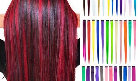 Colored Clip in Hair Extensions, Colorful Straight Long