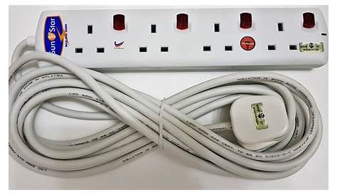 Extension Wire Socket Multi Plug 2 3 4 5 Gang Way UK Mains Lead Cable
