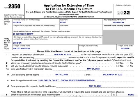 extension of irs filing form 1040