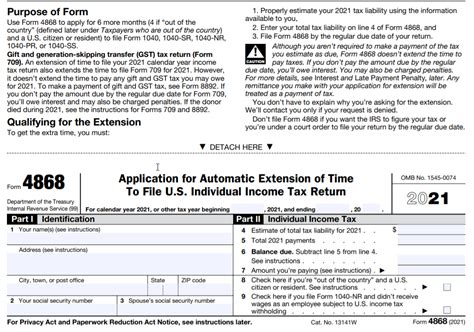 extension of tax return