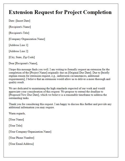 Extension Of Time Request Template