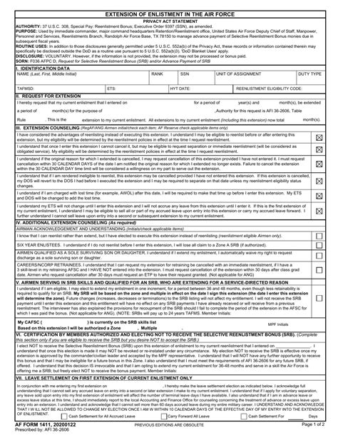 Extension Paperwork Air Force