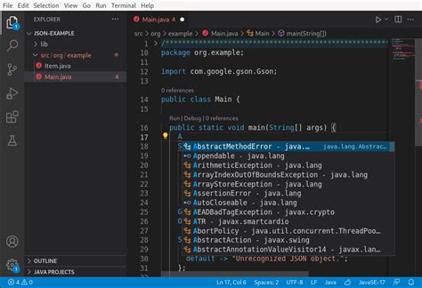 extensions for vs code java