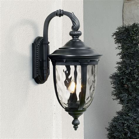 LNC Farmhouse Outdoor Wall Light with Clear Seeded Glass,Black Wall