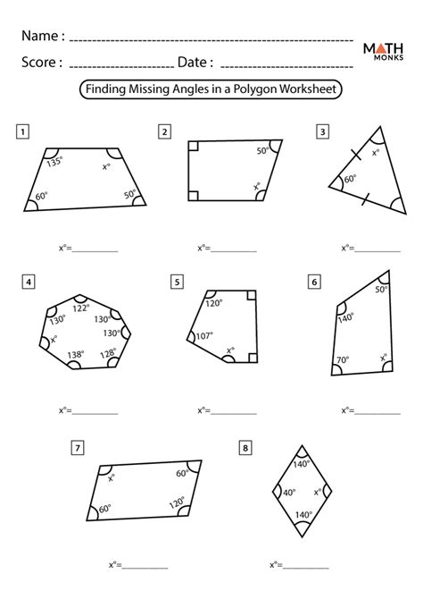 exterior angles of a polygon worksheet pdf