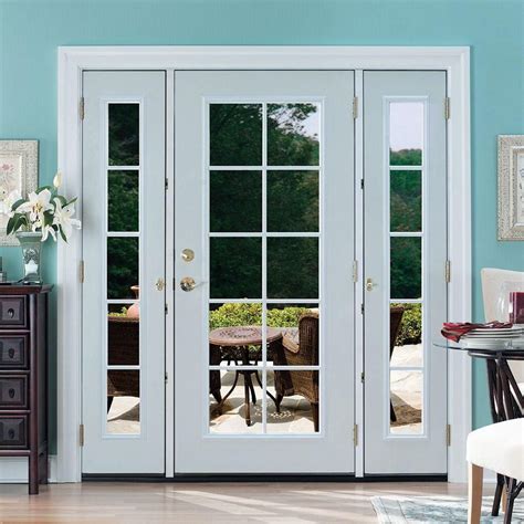 exterior single french door with sidelights
