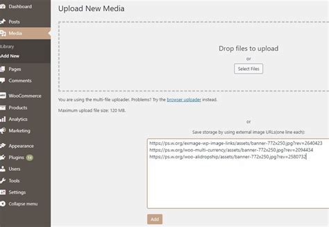 External Image Upload Wp