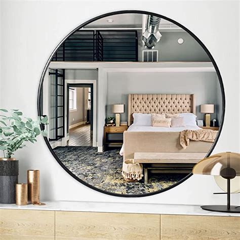 Extra Large Round Mirror Black Frame