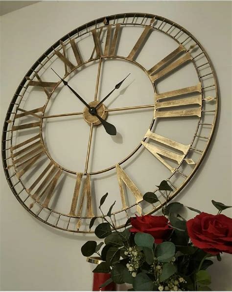 Extra Large Rustic Gold Skeleton Wall Clock