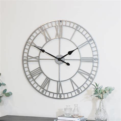 Extra Large Silver Wall Clocks Uk