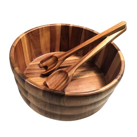 extra large wooden salad bowl with stand