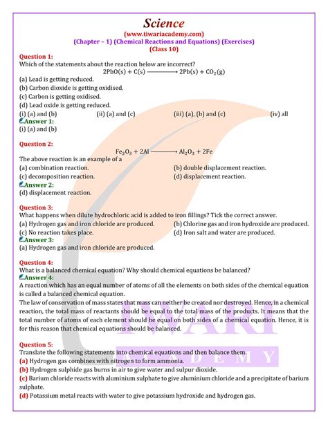 extra questions for class 10 science chapter 1 with answers pdf