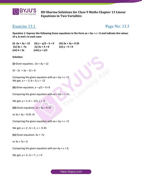 extra questions for class 9 maths linear equations in two variables