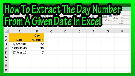 extract date number from date excel