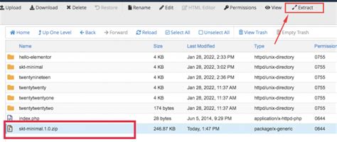 extract file tema wordpress