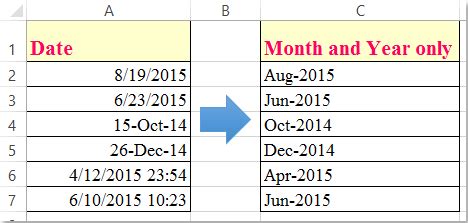 extract month and year in excel from date