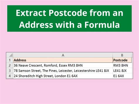 extract postal code from address excel