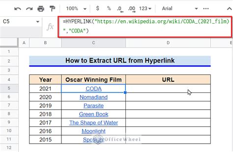 extract url from hyperlink in google sheets using formula