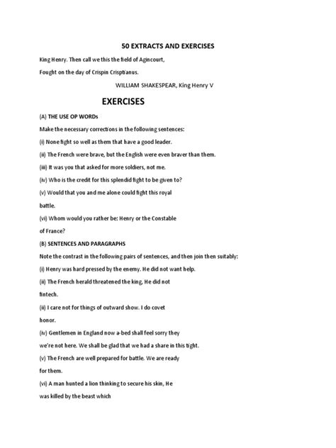 Extracts And Exercises