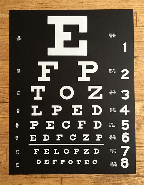 Vintage Eye Chart Test Wall Art 11x14 UNFRAMED Print
