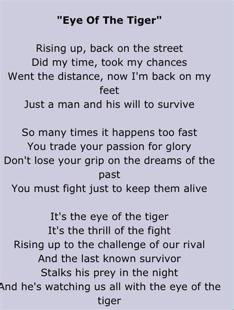 eye of the tiger lyrics by survivor