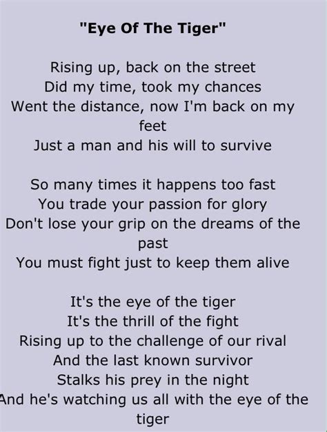 eye of the tiger lyrics survivor